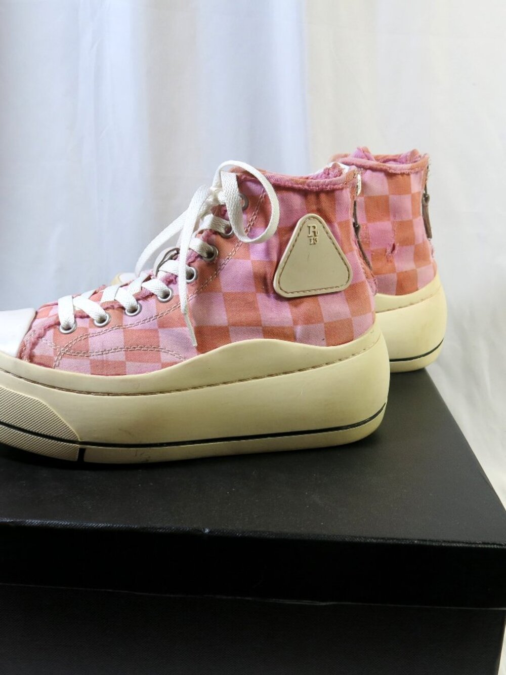 R13 Kurt Checked Platform Sneakers, Customized, OOAK, EU 38, US 8 - Picture 5 of 12